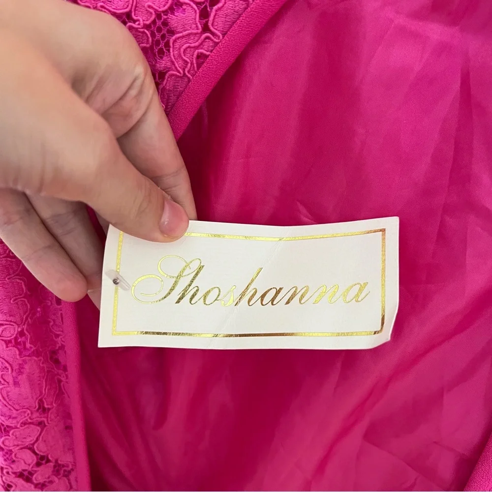 shoshanna lace mini dress fuxy pink open back size 4 CL - Picture 3 of 5